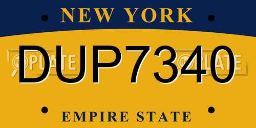 DUP7340 New York License Plate