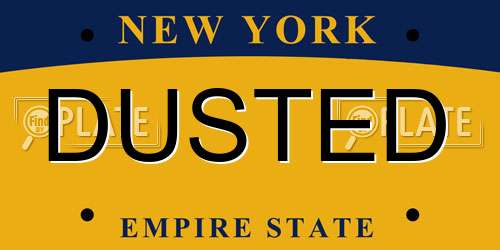 DUSTED New York License Plate