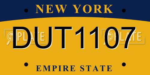 DUT1107 New York License Plate