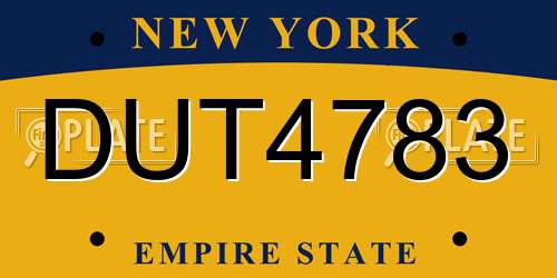DUT4783 New York License Plate