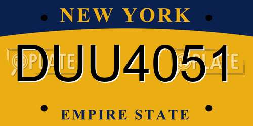 DUU4051 New York License Plate