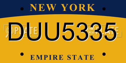 DUU5335 New York License Plate