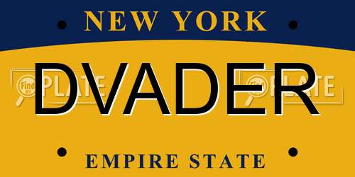 DVADER New York License Plate