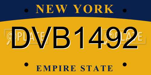 DVB1492 New York License Plate
