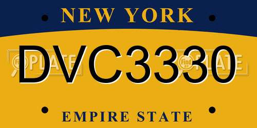 DVC3330 New York License Plate