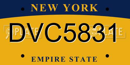 DVC5831 New York License Plate