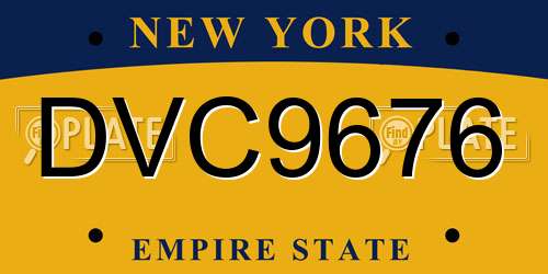 DVC9676 New York License Plate