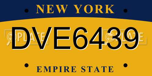 DVE6439 New York License Plate