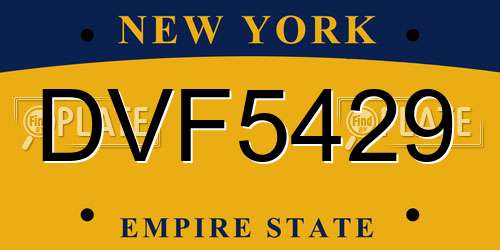 DVF5429 New York License Plate