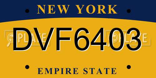 DVF6403 New York License Plate