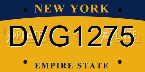 DVG1275 New York License Plate