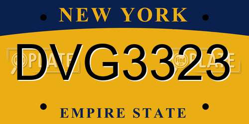 DVG3323 New York License Plate