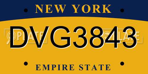 DVG3843 New York License Plate