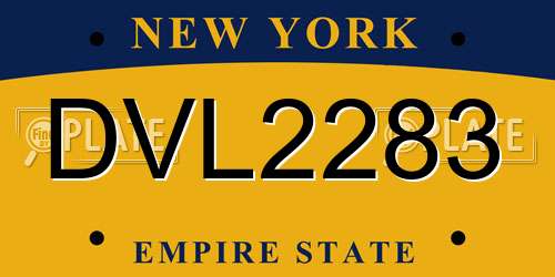 DVL2283 New York License Plate
