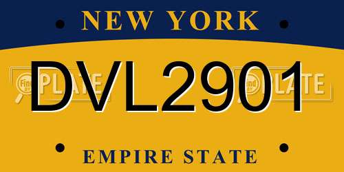 DVL2901 New York License Plate