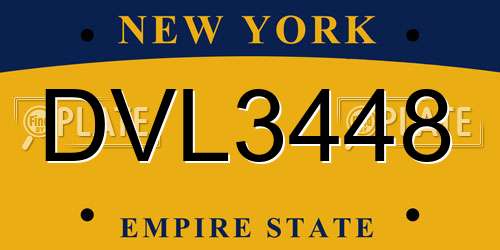DVL3448 New York License Plate