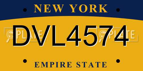 DVL4574 New York License Plate