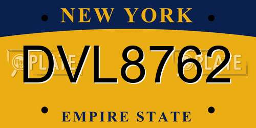 DVL8762 New York License Plate