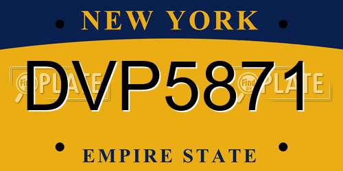DVP5871 New York License Plate