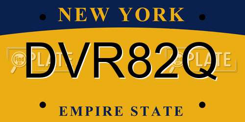DVR82Q New York License Plate
