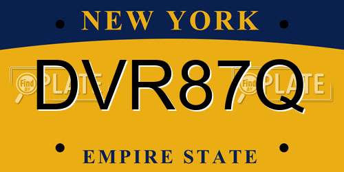 DVR87Q New York License Plate