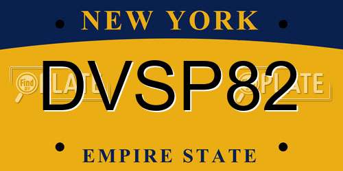 DVSP82 New York License Plate