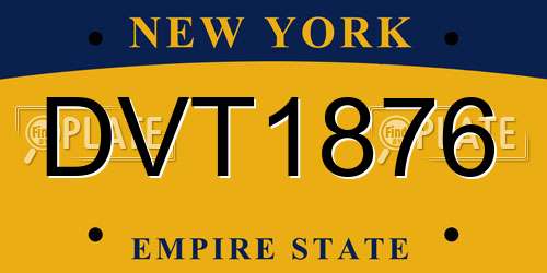 DVT1876 New York License Plate
