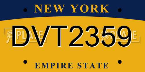 DVT2359 New York License Plate