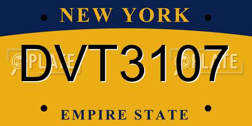 DVT3107 New York License Plate