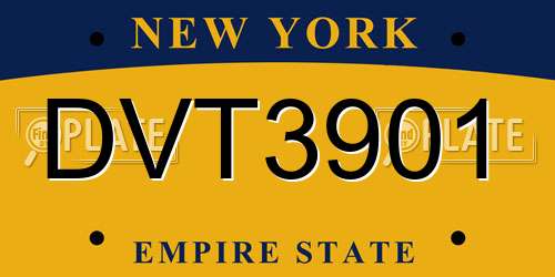 DVT3901 New York License Plate
