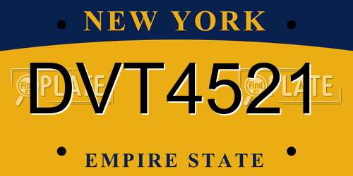 DVT4521 New York License Plate