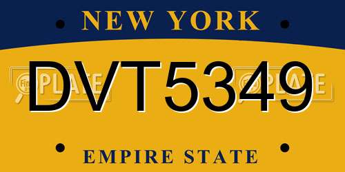 DVT5349 New York License Plate