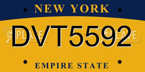 DVT5592 New York License Plate
