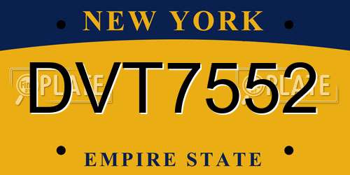 DVT7552 New York License Plate
