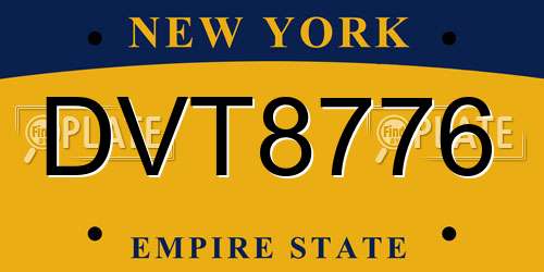 DVT8776 New York License Plate