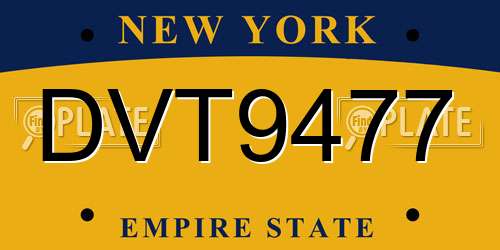 DVT9477 New York License Plate