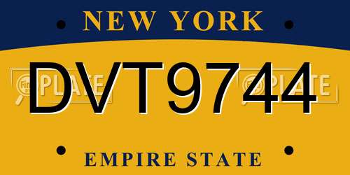 DVT9744 New York License Plate