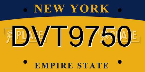 DVT9750 New York License Plate
