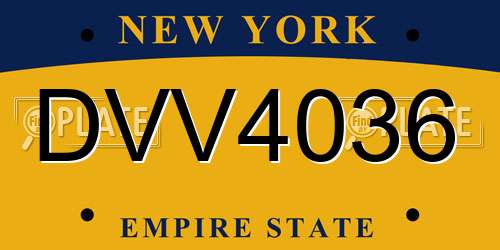 DVV4036 New York License Plate