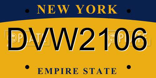 DVW2106 New York License Plate