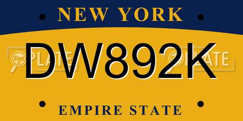 DW892K New York License Plate