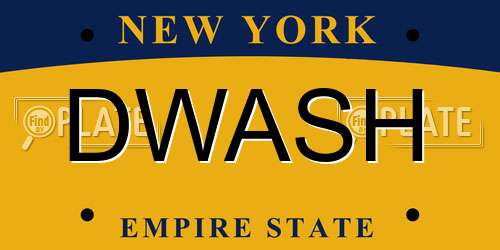 DWASH New York License Plate