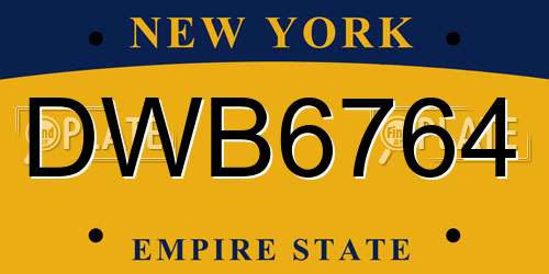 DWB6764 New York License Plate