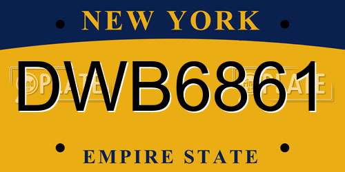 DWB6861 New York License Plate