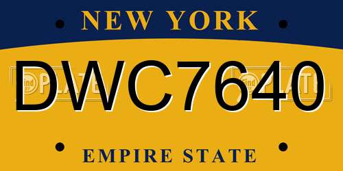 DWC7640 New York License Plate