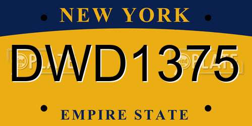 DWD1375 New York License Plate