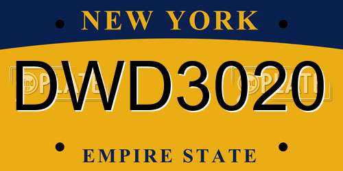 DWD3020 New York License Plate