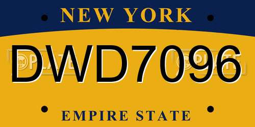 DWD7096 New York License Plate