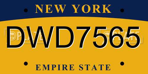 DWD7565 New York License Plate