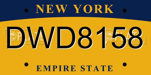 DWD8158 New York License Plate
